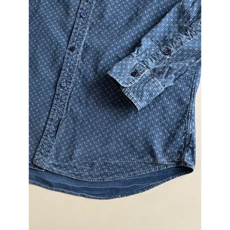 USED POLO ラルフローレン ワイドカラー　インディゴシャツ XL