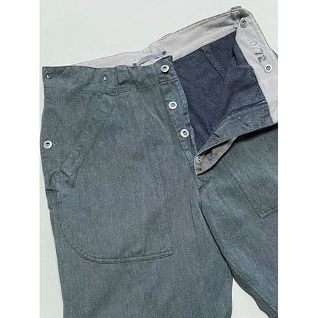 USED スイス軍　デニムワークパンツ メタルボタン　36/28 相当　2