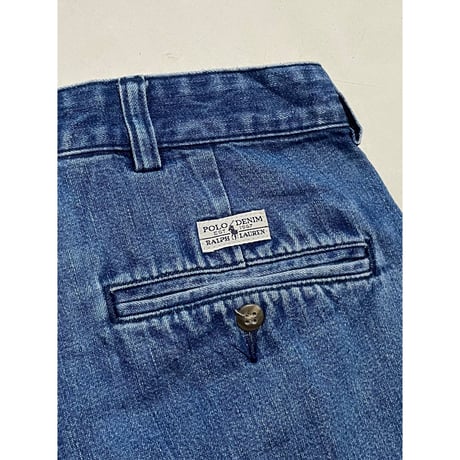 USED POLO ラルフローレン 90's ツータックデニムショートパンツ  ANDREW SHORT 35