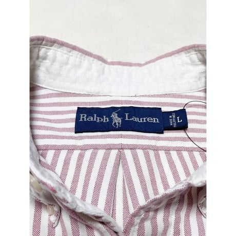 USED Ralph Lauren オックスフォードストライプボタンダウンシャツ L