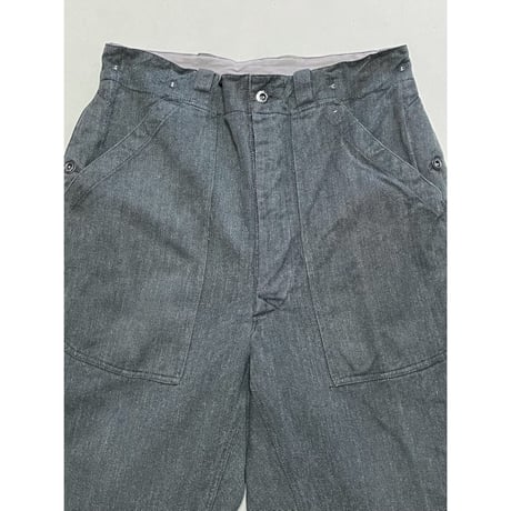 USED スイス軍　デニムワークパンツ 34/28相当　メタルボタン　9