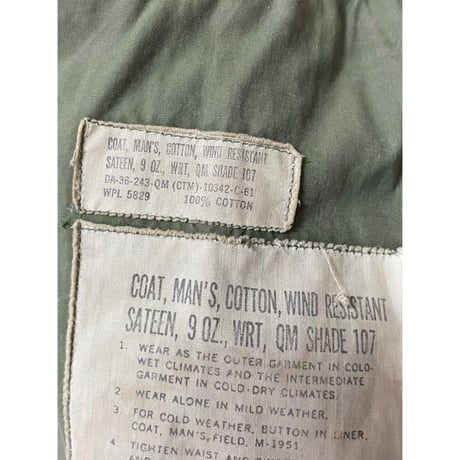 VINTAGE  60's US ARMY  M51 フィールドJKT SMALL-REGULAR