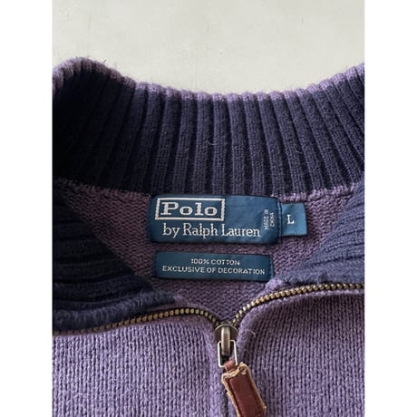 USED POLO ラルフローレン ハーフZIPコットンセーター L
