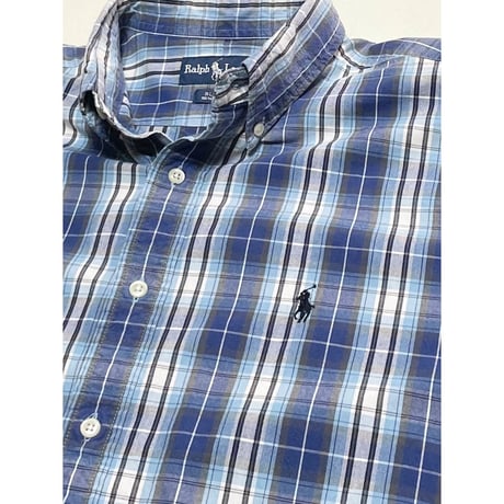 USED POLO ラルフローレン BLAKE 半袖シャツL BLU