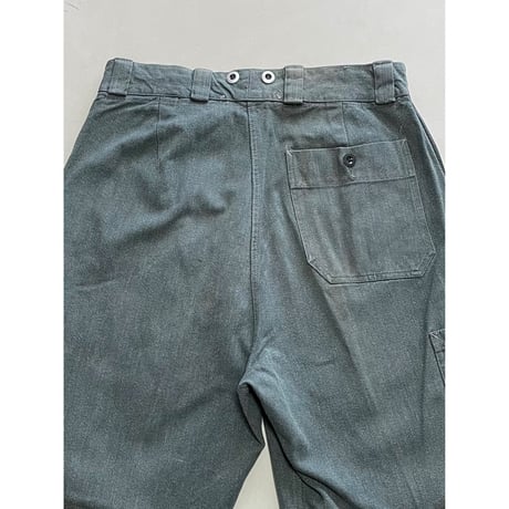 USED スイス軍　デニムワークパンツ 32/28相当 メタルボタン 58