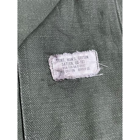 USED 60's OG107 コットンサテン シャツ袖2nd 15 1/2×35