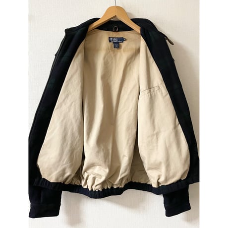 USED POLOラルフローレン アメリカ製　タータンチェック フリースJKT M