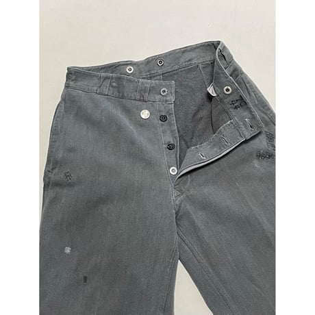 USED スイス軍　デニムワークパンツ　メタルボタン 32/28相当 37