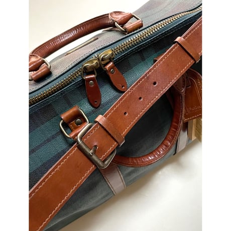 USED POLO ラルフローレン タータンチェック PVC/レザー　ラージボストンバッグ