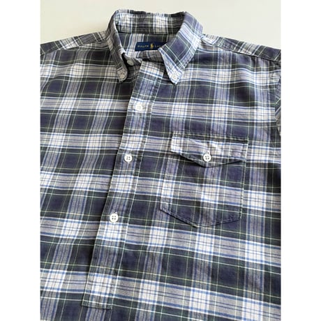 USED POLO ラルフローレン プルオーバー　タータンチェック ボタンダウンシャツ M