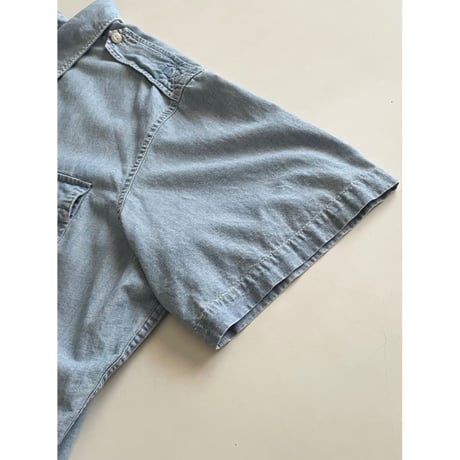 USED POLO ラルフローレン CUSTOM FIT シャンブレーシャツ　エポレット付き XXL 90's