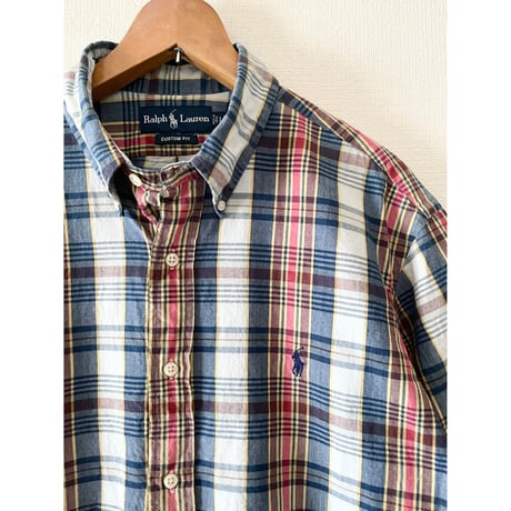 USED POLO ラルフローレン マドラスチェックシャツ CUSTOM FIT L