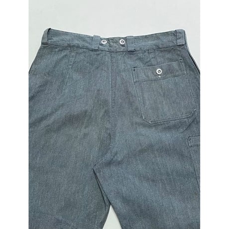 USED スイス軍　デニムワークパンツ メタルボタン　36/28 相当　2