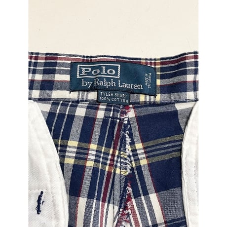 USED POLO ラルフローレン TYLER SPORT マドラスチェック　ツータックショートパンツ 30
