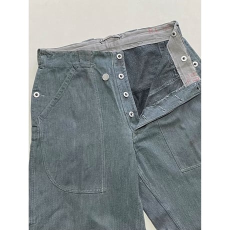 USED スイス軍　デニムワークパンツ　メタルボタン 36/30相当 28