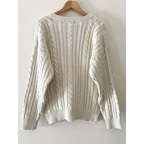 USED 90's エディーバウアー　黒タグ　コットンVネックセーター L