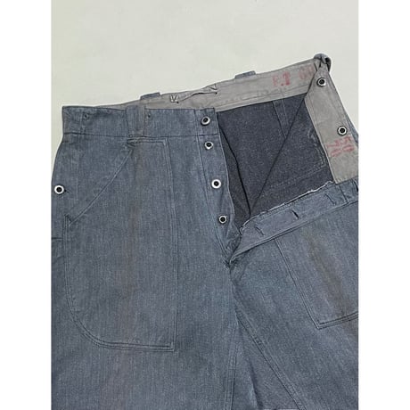 USED スイス軍　デニムワークパンツ 36/28相当 メタルボタン 46