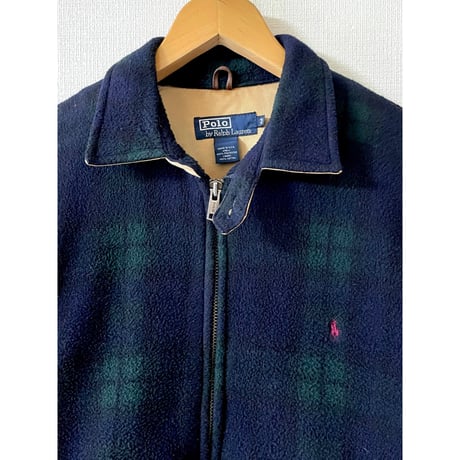 USED POLOラルフローレン アメリカ製　タータンチェック フリースJKT M