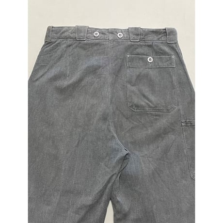 USED スイス軍　デニムワークパンツ メタルボタン 32/28相当 38