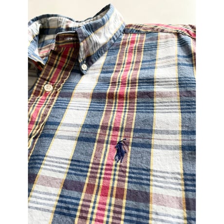 USED POLO ラルフローレン マドラスチェックシャツ CUSTOM FIT L