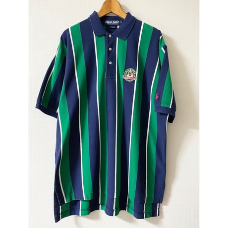 90's POLO GOLF US OPEN ストライプポロシャツ L