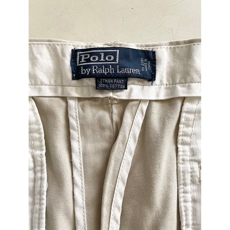 USED 90's POLO ラルフローレン ツータックチノ ETHAN 32/32 ライトベージュ