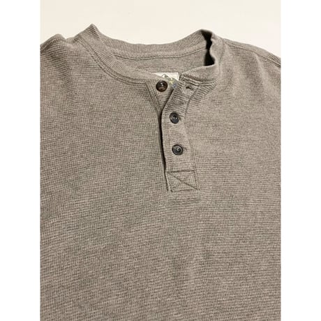 USED EDDIE BAUER ヘンリーネックワッフルTシャツ BRN Lサイズ