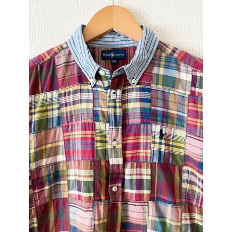 USED POLO ラルフローレン パッチワークシャツ　ボーイズ170