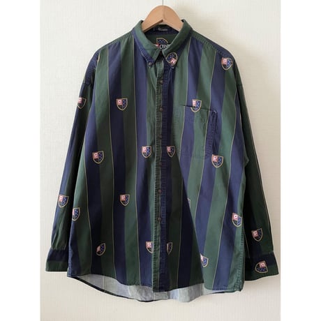 USED CHAPS ラルフローレン エンブレム　ストライプシャツ XL
