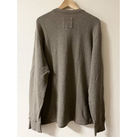 USED EDDIE BAUER ヘンリーネックワッフルTシャツ BRN Lサイズ