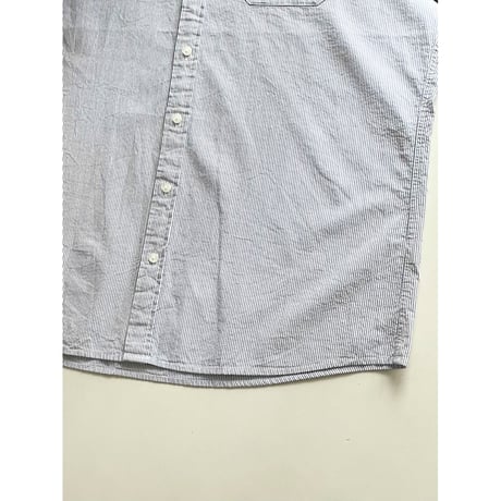 USED LL Bean ストライプシャツ L ブルー　コードレーン