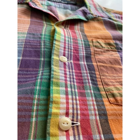 USED POLO ラルフローレン マドラスチェック　オープンカラーシャツ XS