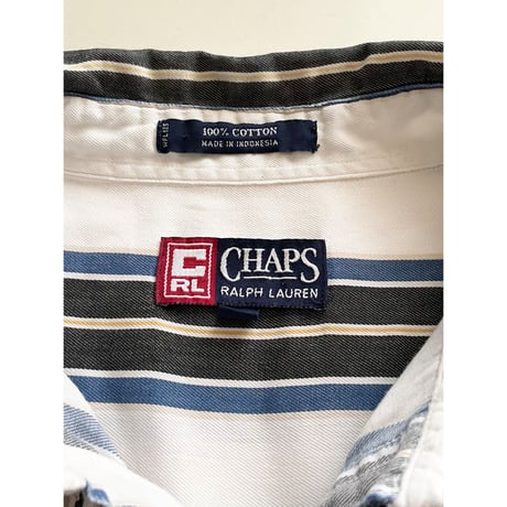 USED 90's CHAPS ラルフローレン ストライプボタンダウンシャツ XL