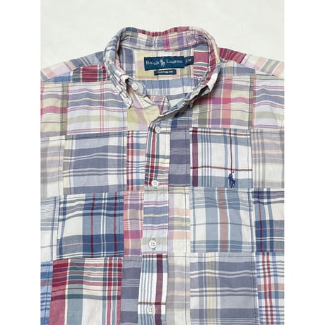 USED Ralph Lauren CUSTOM FIT マドラスパッチワークシャツ M