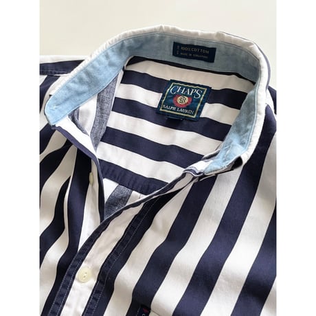 USED 90's CHAPS ラルフローレン ストライプボタンダウンシャツ M