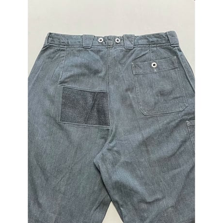 USED スイス軍　デニムワークパンツ　メタルボタン 36/30相当 28