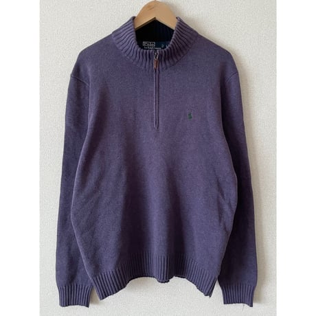 USED POLO ラルフローレン ハーフZIPコットンセーター L