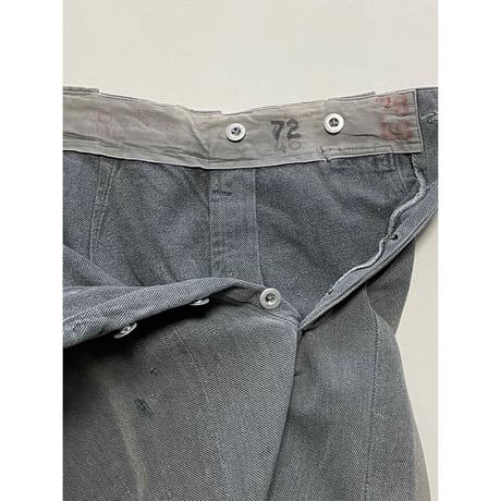 USED スイス軍　デニムワークパンツ メタルボタン 32/28相当 38