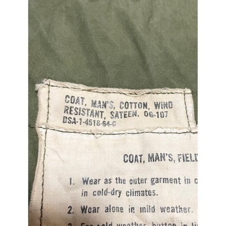 VINTAGE 60's US ARMY M51 フィールドジャケット SMALL-SHORT 後期