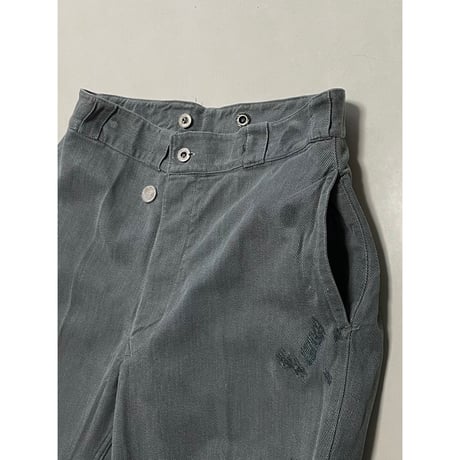 USED スイス軍　デニムワークパンツ　メタルボタン 32/28相当 37