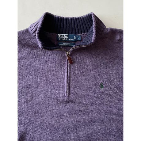 USED POLO ラルフローレン ハーフZIPコットンセーター L