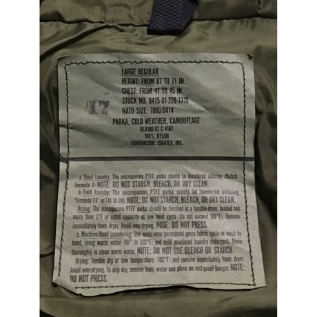 DEAD STOCK US ARMY GEN1 ゴアテックスパーカー ウッドランド　L-R デッドストック