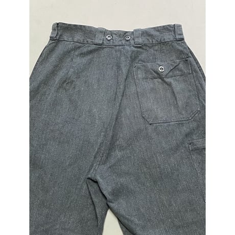 USED スイス軍　デニムワークパンツ 34/28相当　メタルボタン　9