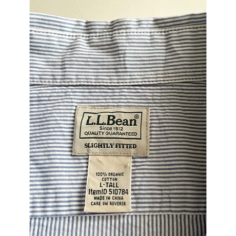USED LL Bean ストライプシャツ L ブルー　コードレーン
