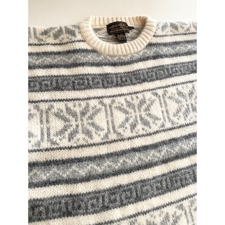 USED 90's エディーバウアー　黒タグ　雪柄　クルーネックセーター L