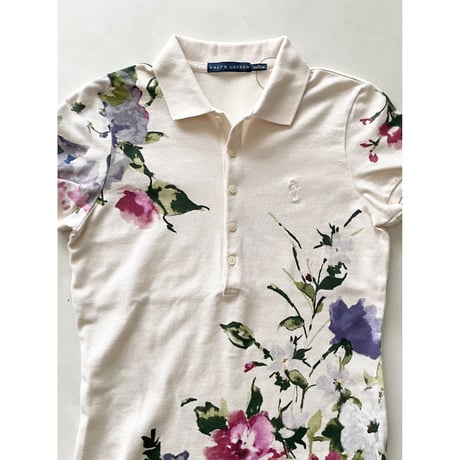 USED RALPH LAUREN 花柄プリント　ポロシャツ　S