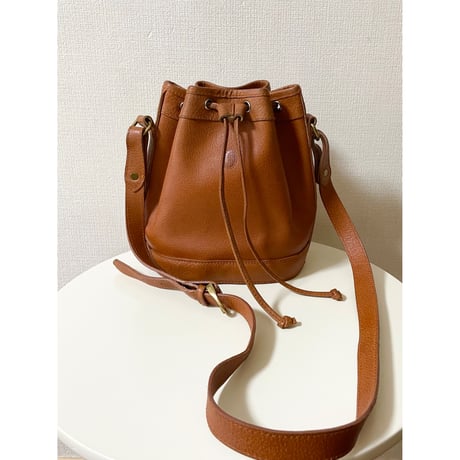 USED ラルフローレン シボ革　巾着　ショルダーバッグ