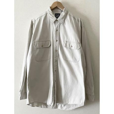 USED 90's OLD  GAP ワークシャツ L アイボリー