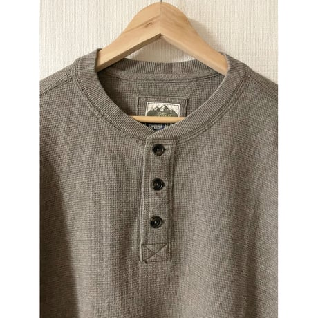 USED EDDIE BAUER ヘンリーネックワッフルTシャツ BRN Lサイズ