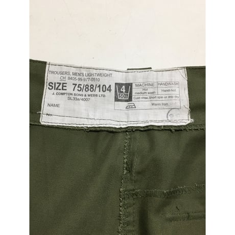 USED イギリス軍　ライトウェイトトラウザー　75/88/104 左カーゴポケット付き　ベイカーパンツ
